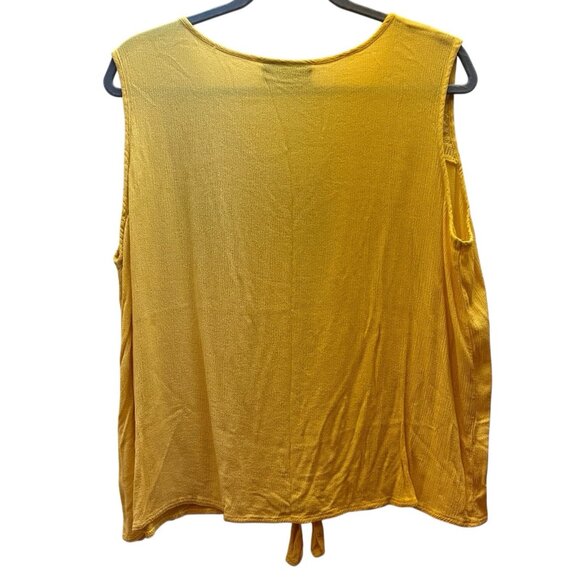 Lane Bryant Crochet Shoulder V-neck Button up Crinkle Yellow Tank Top Size 18 - Picture 3 of 5